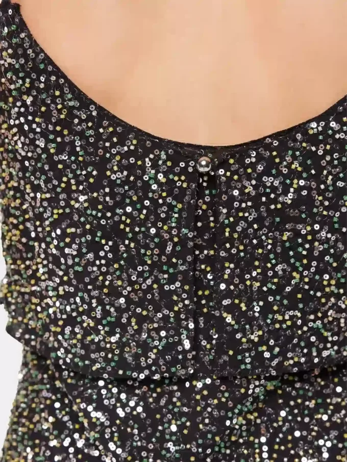Midi dress in crepe with sequin embroidery details