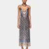 Midi dress in printed mesh