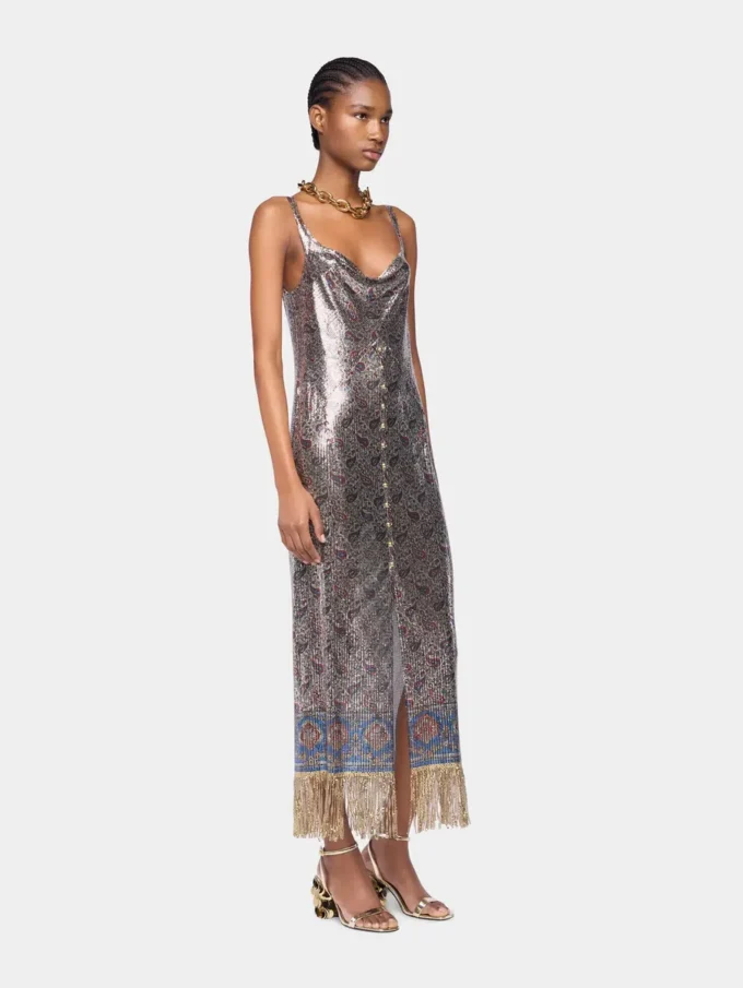 Midi dress in printed mesh