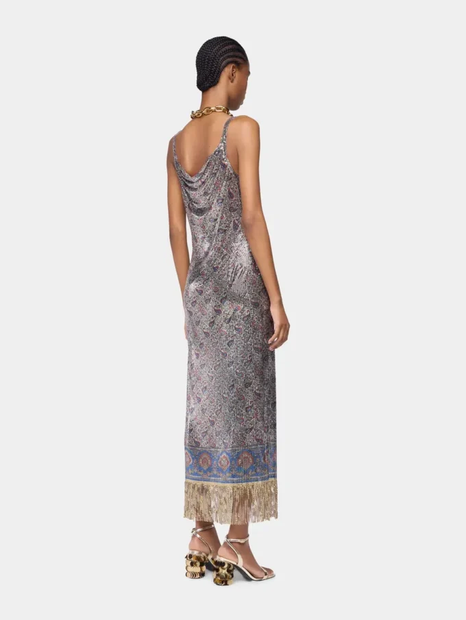 Midi dress in printed mesh