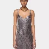 Midi dress in printed mesh