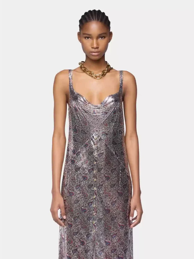 Midi dress in printed mesh