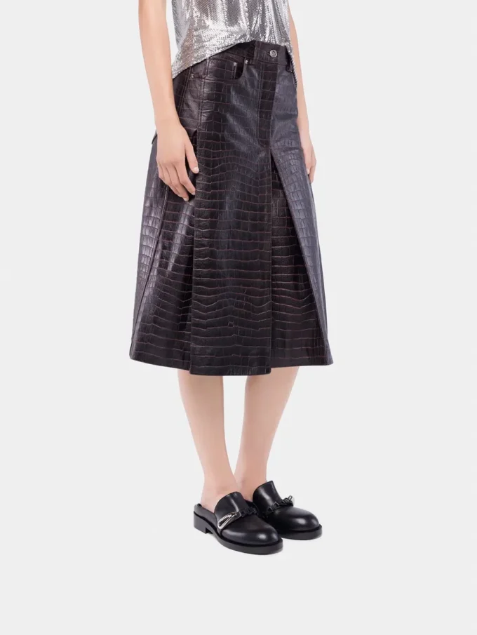 Midi leather skirt