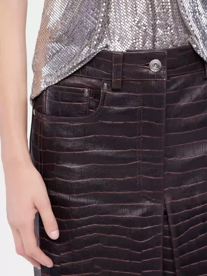 Midi leather skirt