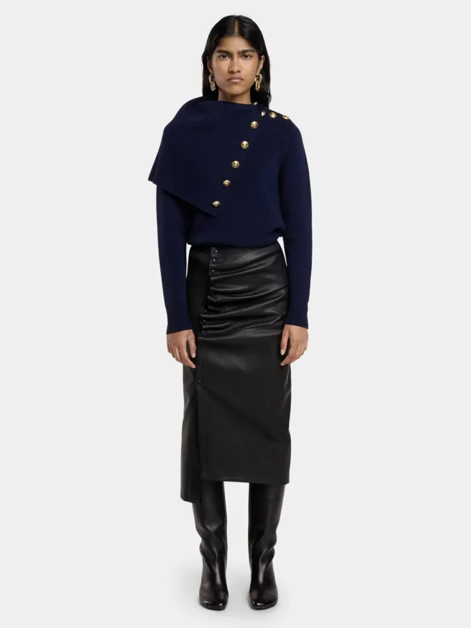 Midi skirt in lambskin