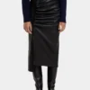 Midi skirt in lambskin