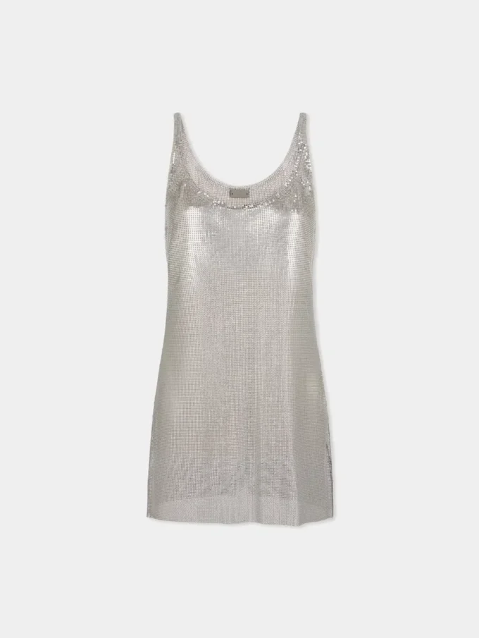 Mini tank top dress in mesh