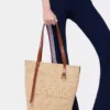 Natural raffia tote bag with charms