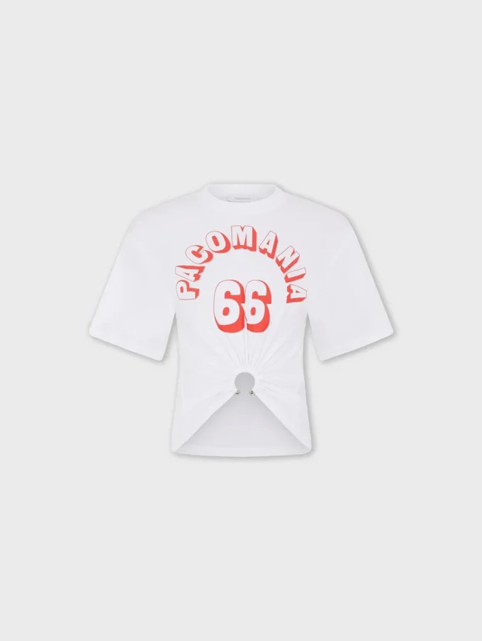 Printed cotton piercing t-shirt