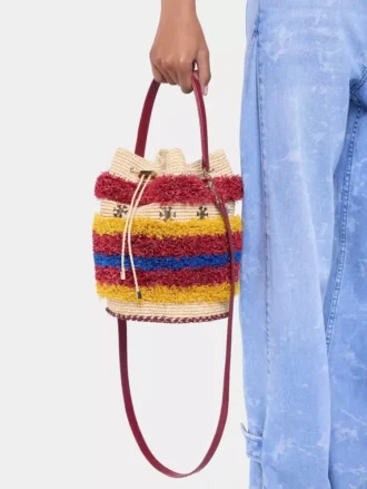 Raffia bucket bag