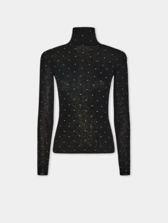 Second-skin turtleneck top in wool
