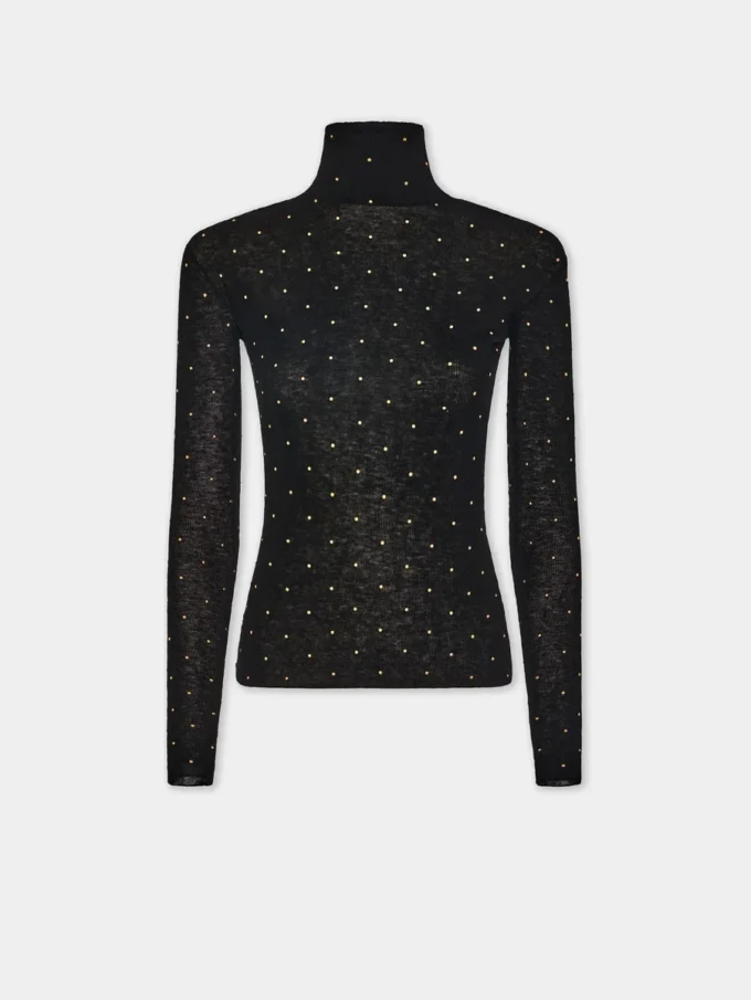Second-skin turtleneck top in wool