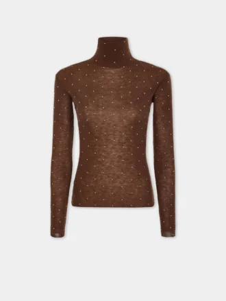 Second-skin turtleneck top in wool