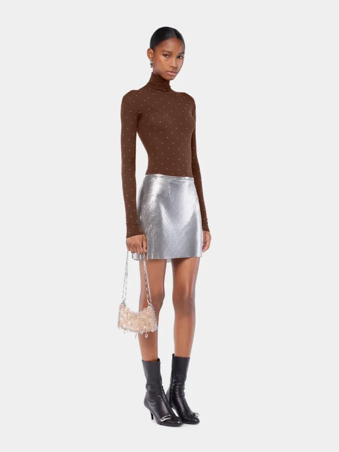 Second-skin turtleneck top in wool