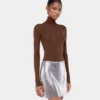 Second-skin turtleneck top in wool