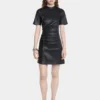 Short gathered dress in lambskin