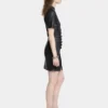 Short gathered dress in lambskin