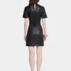Short gathered dress in lambskin