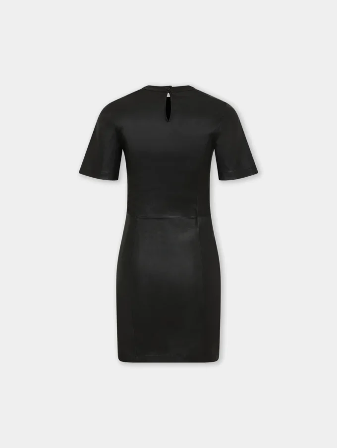 Short gathered dress in lambskin