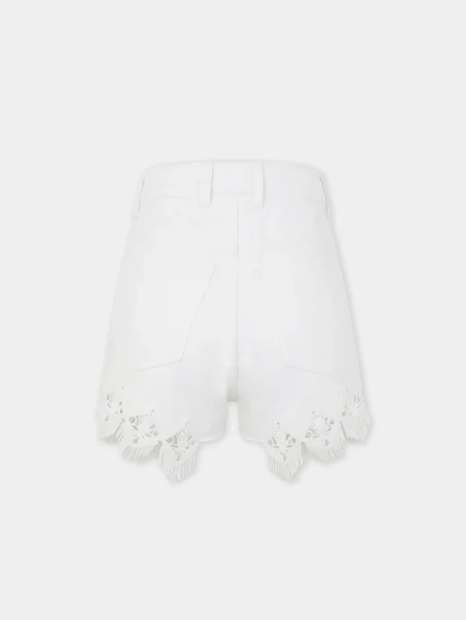 Shorts in denim with embroidery details