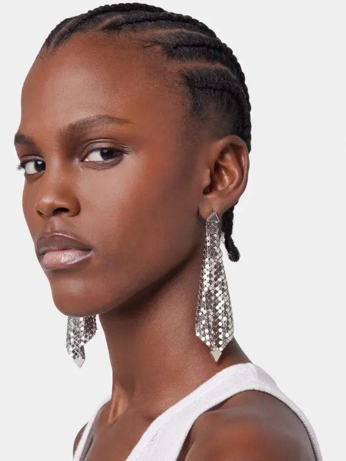 Silver chainmail earrings