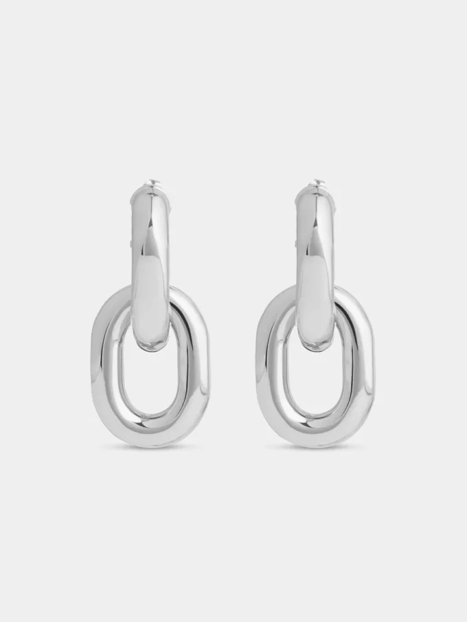 Silver double XL link earrings