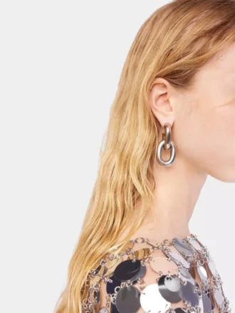 Silver double XL link earrings