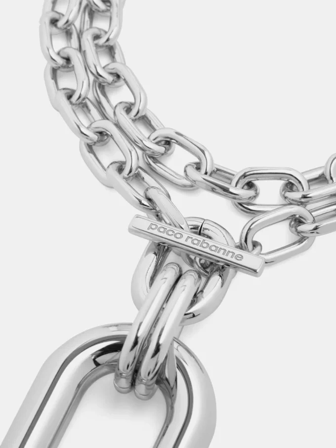Silver double XL Link necklace with pendant