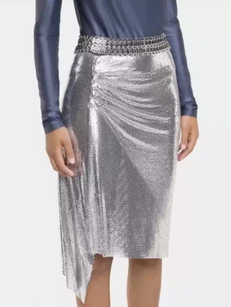 silver draped skirt in chainmail