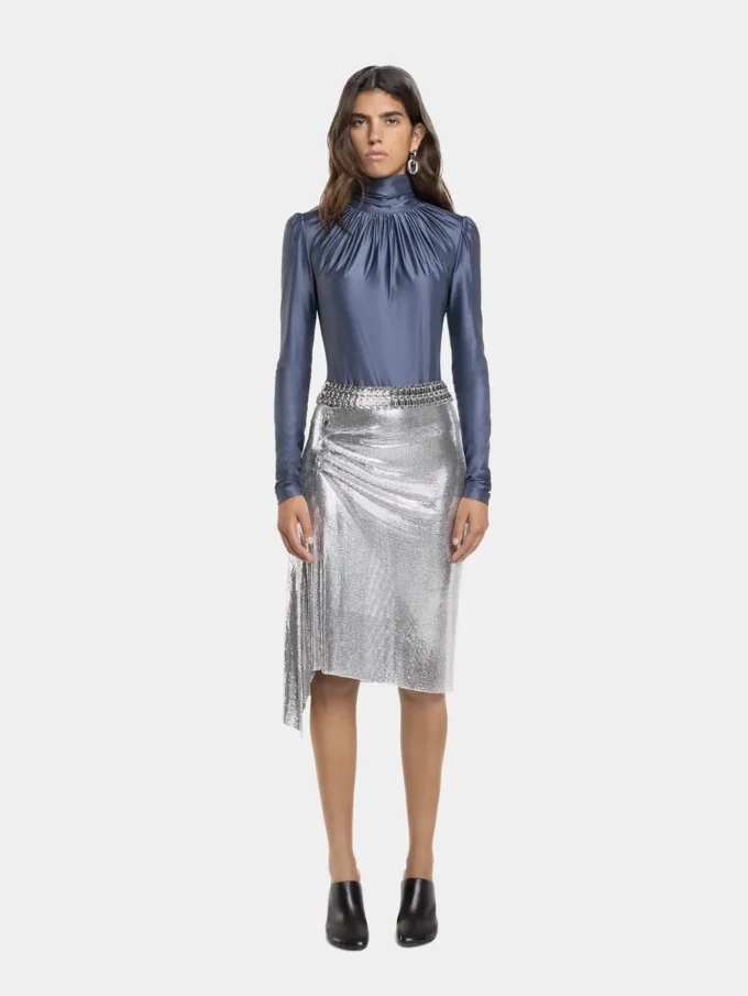 silver draped skirt in chainmail silver draped skirt in chainmail