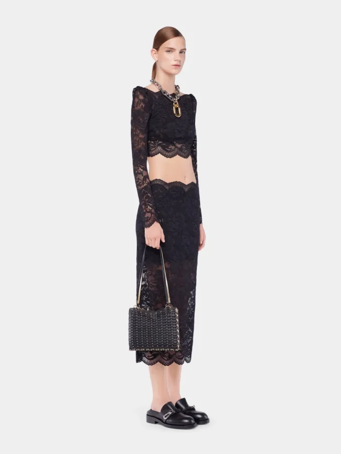Black crop top in lace