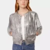 Silver knit bomber jacket