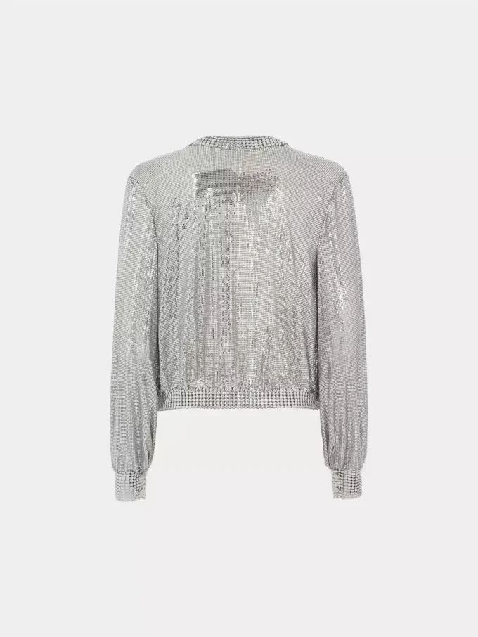 Silver knit bomber jacket