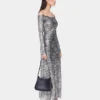 Silver long dress in lace