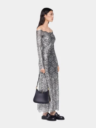 Silver long dress in lace