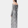 Silver long dress in lace