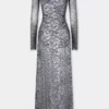 Silver long dress in lace