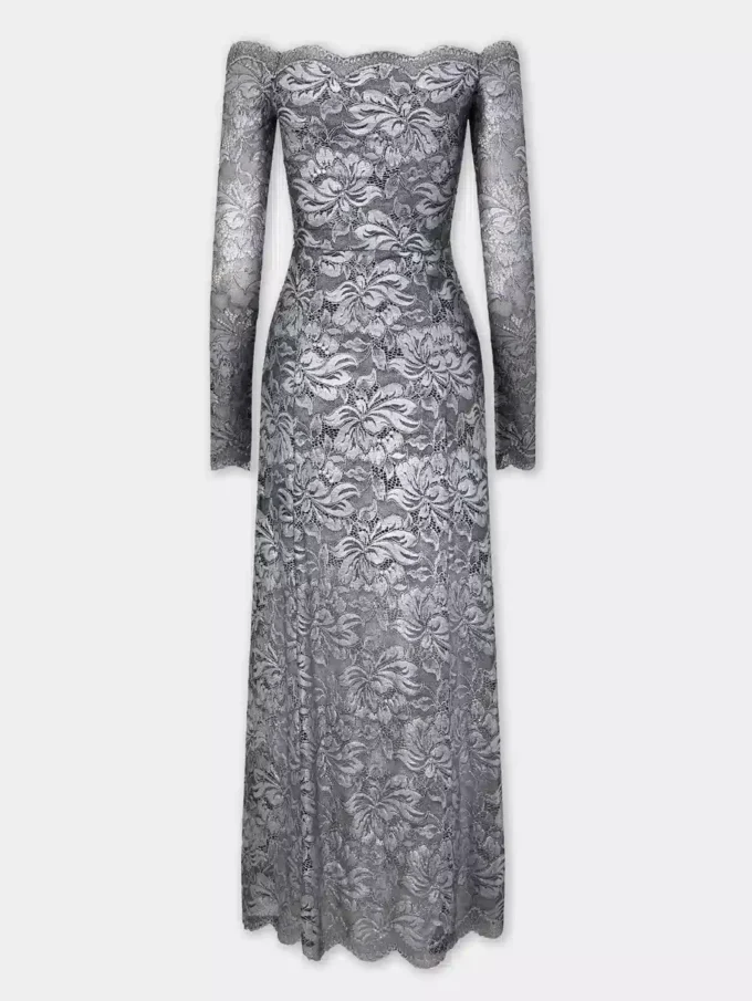 Silver long dress in lace