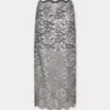 Silver midi skirt in lace