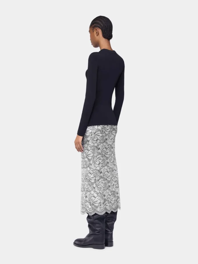 Silver midi skirt in lace