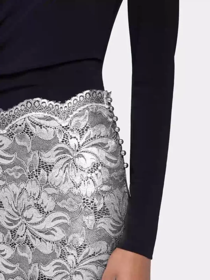 Silver midi skirt in lace