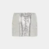Silver mini skirt in mesh