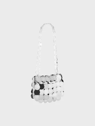 Silver sparkle discs nano bag