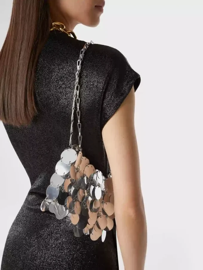 Silver sparkle discs nano bag