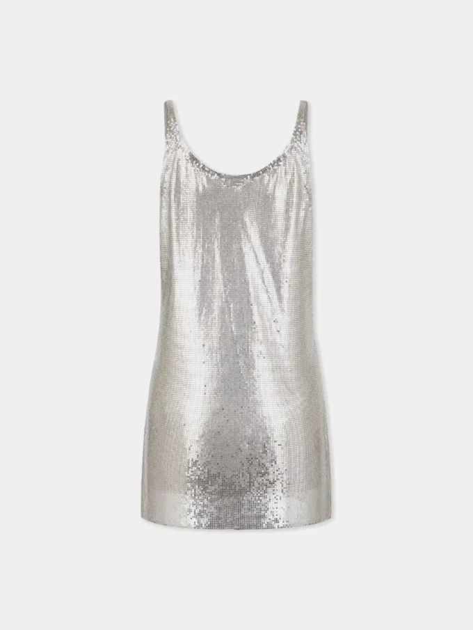 Silver tank top in mesh
