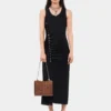 Sleeveless black drappé pression dress