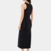 Sleeveless black drappé pression dress
