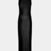 Sleeveless black drappé pression dress
