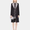 Long wool coat with sequin collar