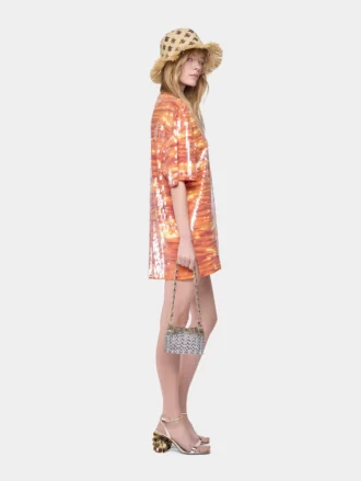 T-shirt mini dress in cotton and sequins